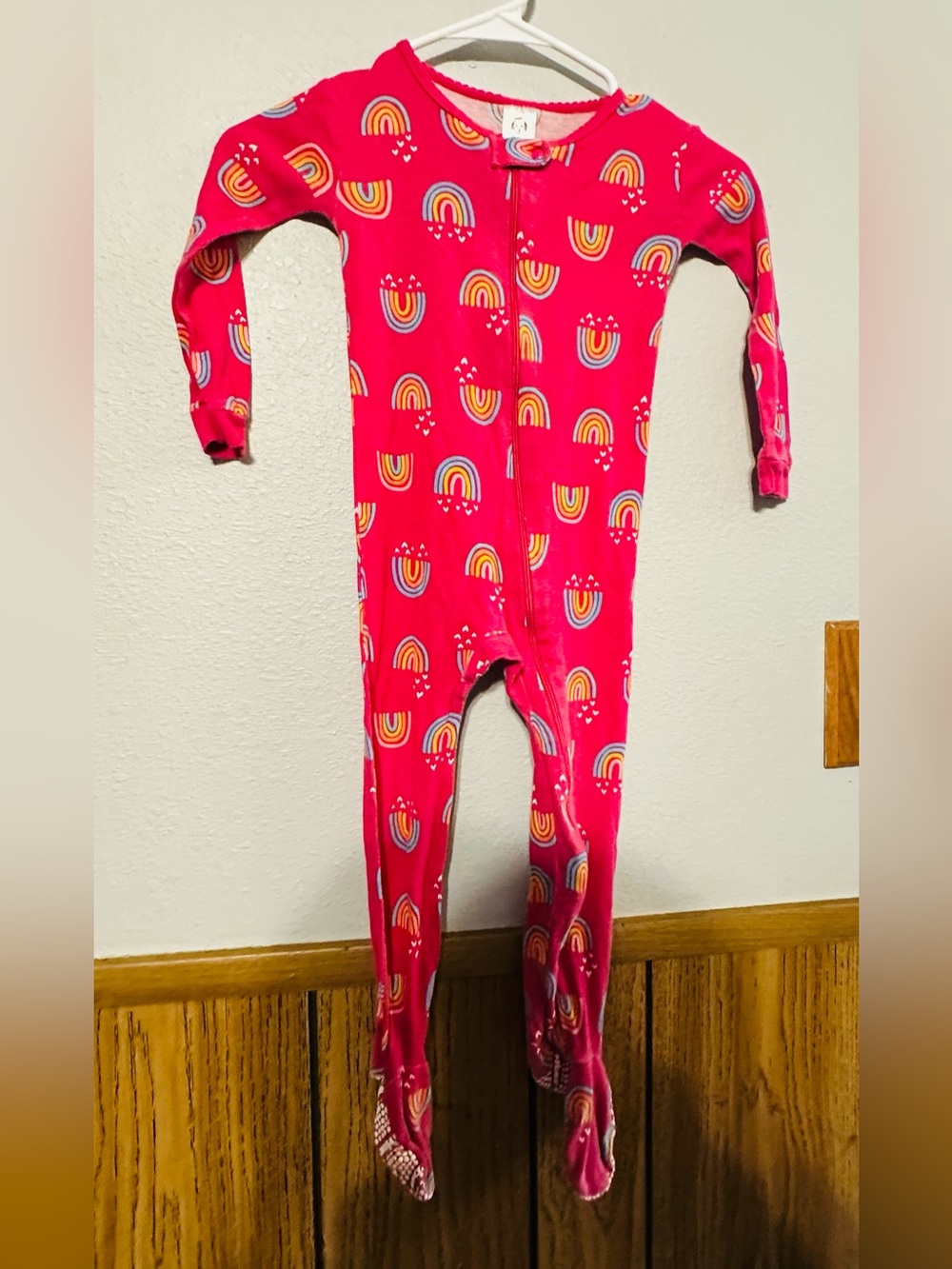 Gerber Kids toddler girl size 3T Pink Rainbow One-Piece Footed Pajamas